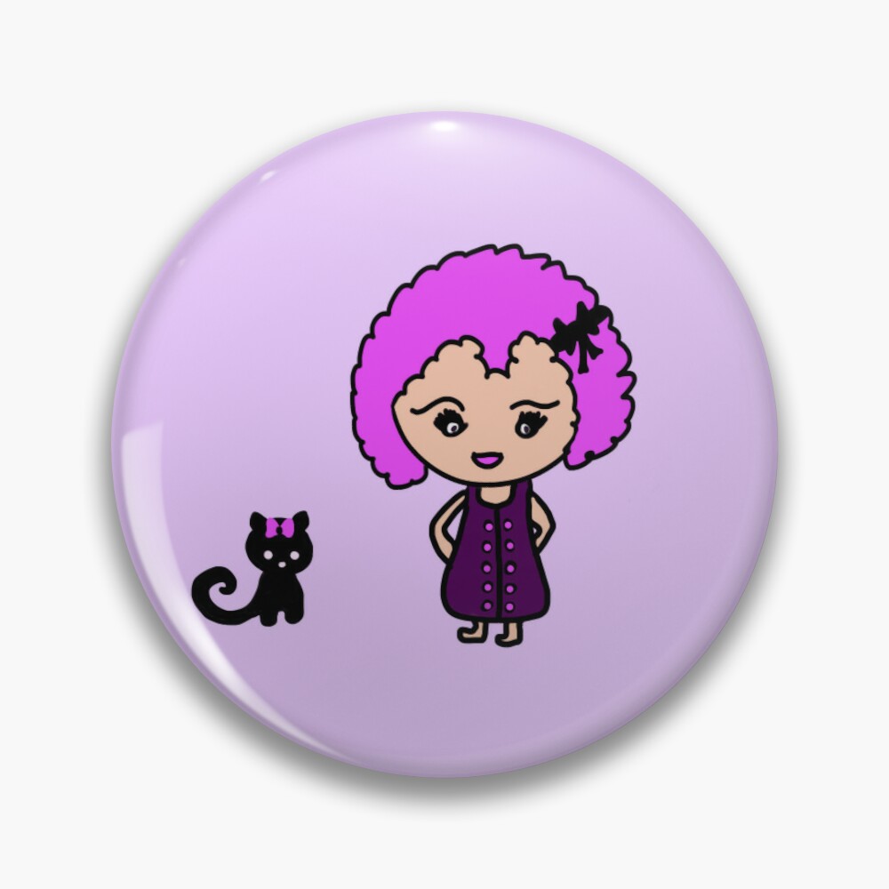 Cute chibi girl with pink hair pin badge