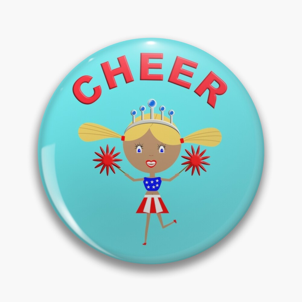 Cheerleader with Cheer text pin badge