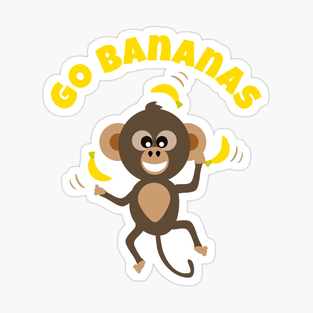 Go Bananas text with cute chimp monkey juggling sticker