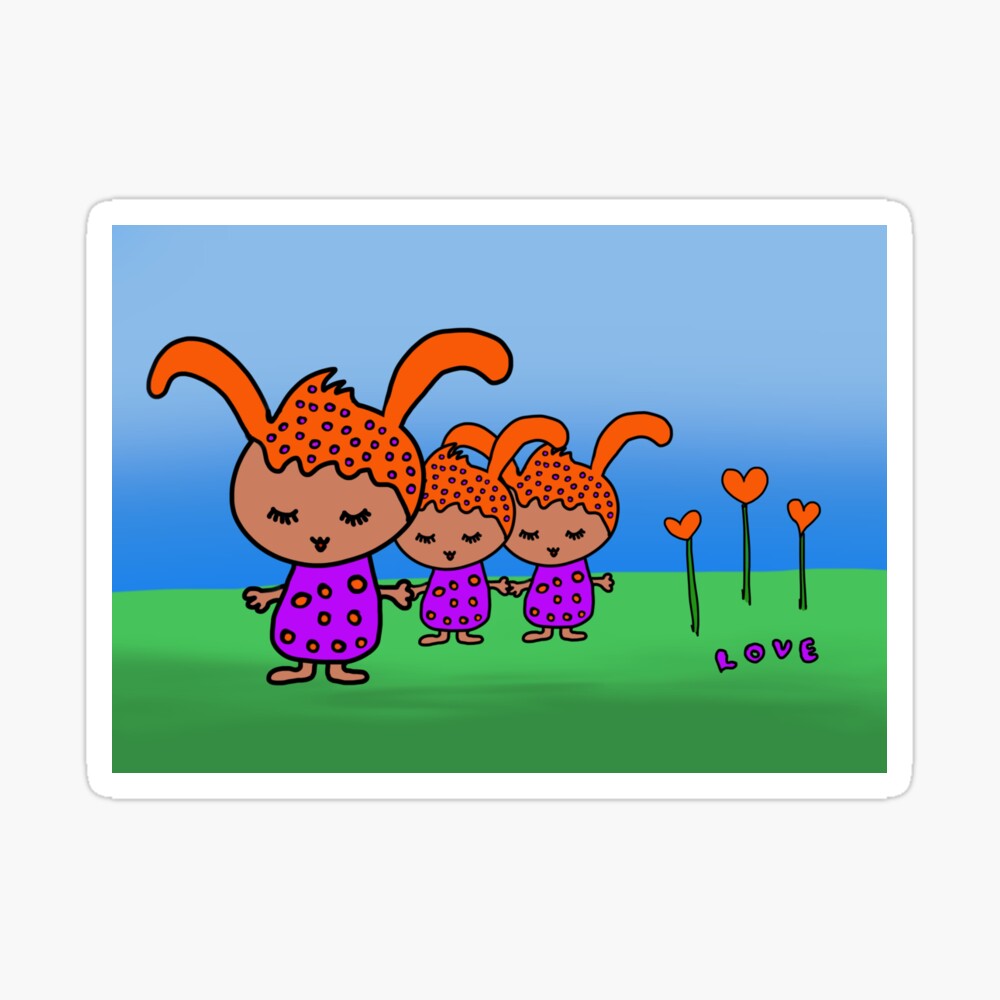 Cute chibi alien family love at the park sticker