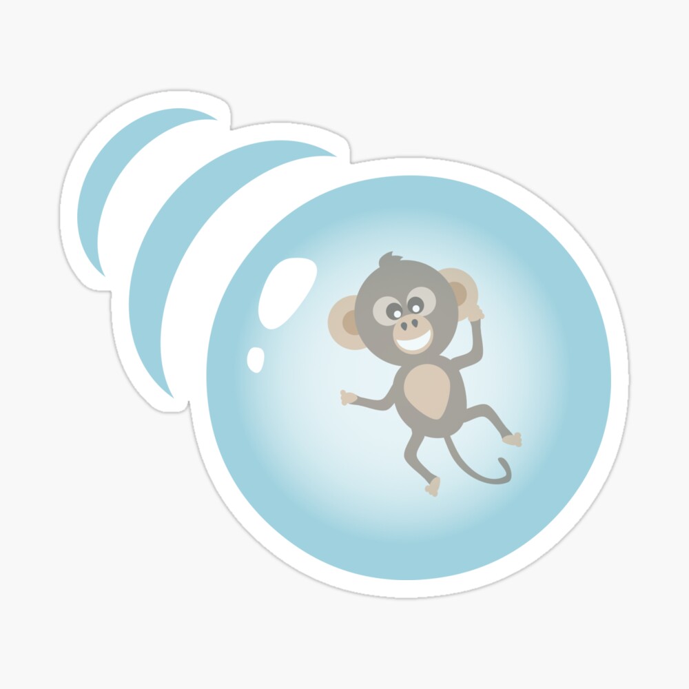 Cute chimp monkey zorbing in a bubble sticker