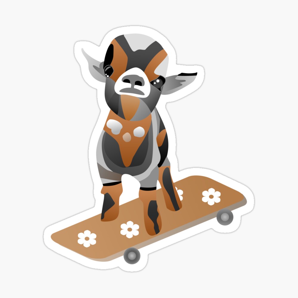 Cute kid goat on a skateboard sticker