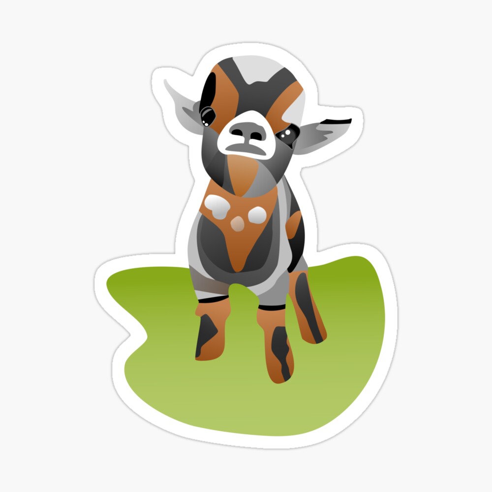 Cute kid goat on grass sticker