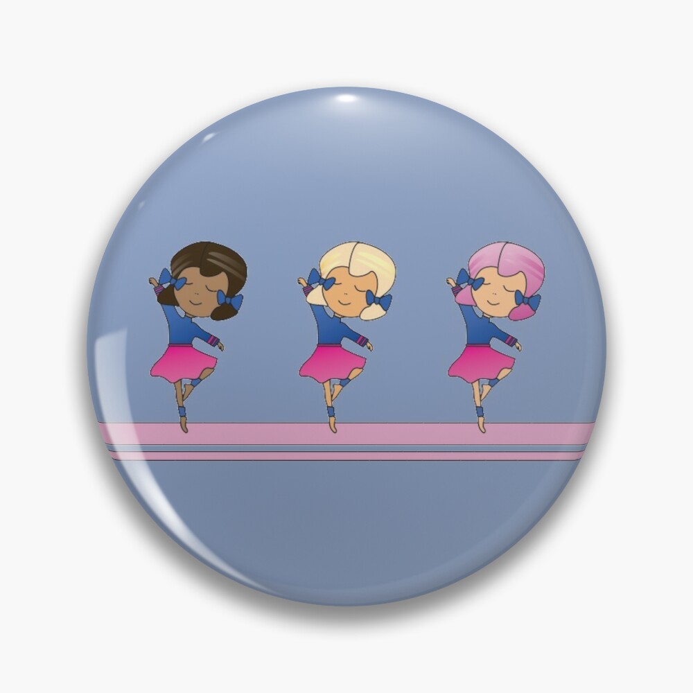 Three cute chibi ballet dancers pin badge