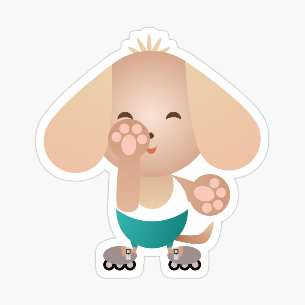 Chibi boy puppy on roller skates sticker